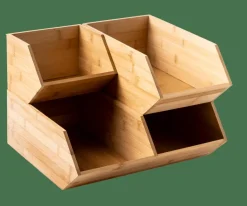 CASA Latas De Alimentos|Caixas De Alimentos^BAMBOO Organizador Empilhável Natural