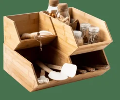 CASA Latas De Alimentos|Caixas De Alimentos^BAMBOO Organizador Empilhável Natural