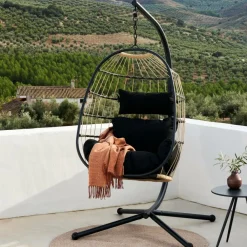 CASA Cadeiras De Pendurar^BAZAI Cadeira Pendente Com Suporte Preto