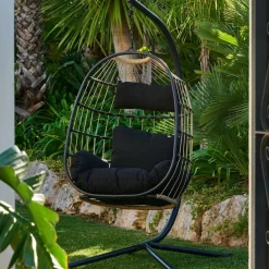 CASA Cadeiras De Pendurar^BAZAI Cadeira Pendente Com Suporte Preto