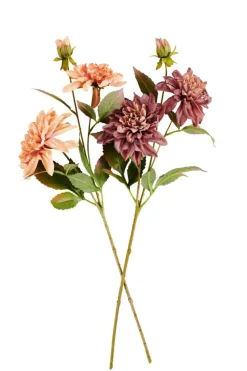 CASA Flores Artificiais^DAHLIA Ramo Com Flores Rosa Pêssego