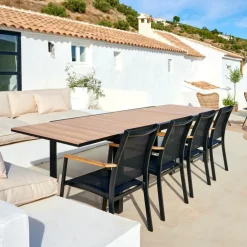 CASA Mesas De Jardim^ETHAN Mesa Extensível Preto, Natural