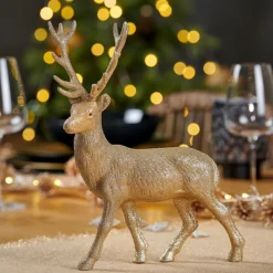 CASA Figuras Deco^GOLD DEER Decoração Em Pé Dourado