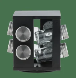 CASA Potes Para Ervas^INDUSTRIA Carrossel De Especiarias 8 Potes Preto