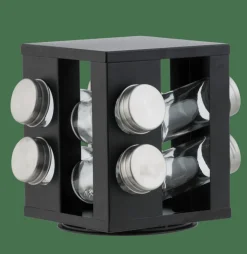 CASA Potes Para Ervas^INDUSTRIA Carrossel De Especiarias 8 Potes Preto