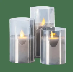 CASA Velas Led^ION Vela LED Conjunto De 3 Cinzento