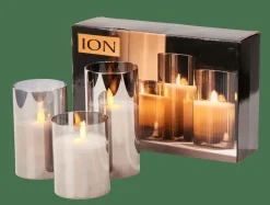 CASA Velas Led^ION Vela LED Conjunto De 3 Cinzento