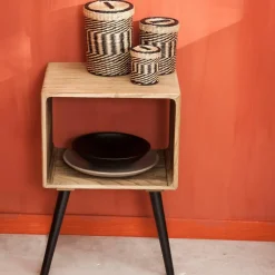 CASA Cabeceiras^KANSAS Mesa De Cabeceira Preto, Natural