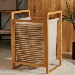 CASA Cestos Para Roupa^LINOLUX BAMBOE Cesto Para Roupa Suja Natural