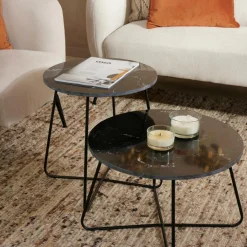 CASA Mesas De Apoio^MARBO Mesa Auxiliar Padrão De Mármore