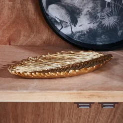 CASA Pratos Decorativos^PALM Folha Decorativa Dourado