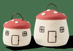CASA Cestos De Arrumação|Outono^PAULUS Cesto De Arrumação Com Tampa Vermelho, Natural