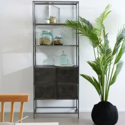 CASA Estantes De Parede^PHARMA Estante De Parede Com 4 Gavetas Preto