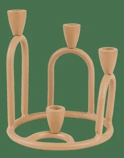 CASA Castiçais^RINGS Castiçal Para 4 Velas Castanho Claro