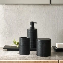 CASA Acessórios De Lavatorio^SAMOURAI Porta-bolas Algodão Com Tampa Preto