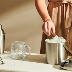 CASA Acessórios Cocktail^SHAKE & STIR Balde De Gelo Com Pinça 1,3L Aço Inoxidável