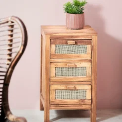 CASA Cómodas^TECK Cómoda De 3 Gavetas Natural