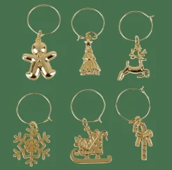 CASA Acessórios Cocktail^X-MAS GLAM Marcadores De Copo Conjunto De 6 Dourado