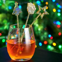 CASA Acessórios Cocktail^X-MAS Misturadores Conjunto De 12 Mistura De 3 Formas Dourado, Transparente