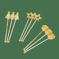 CASA Acessórios Cocktail^X-MAS Misturadores Conjunto De 12 Mistura De 3 Formas Dourado, Transparente