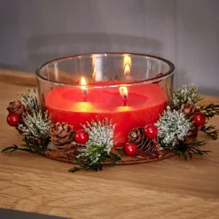 CASA Velas^XMAS Vela Com Decoração Vermelho